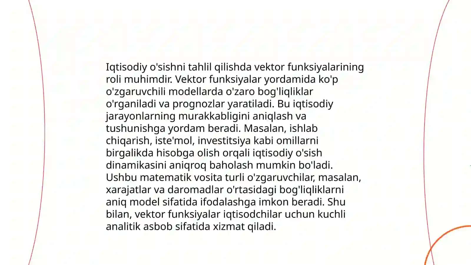 Vektor funksiyalar va iqtisodiy modellar 4