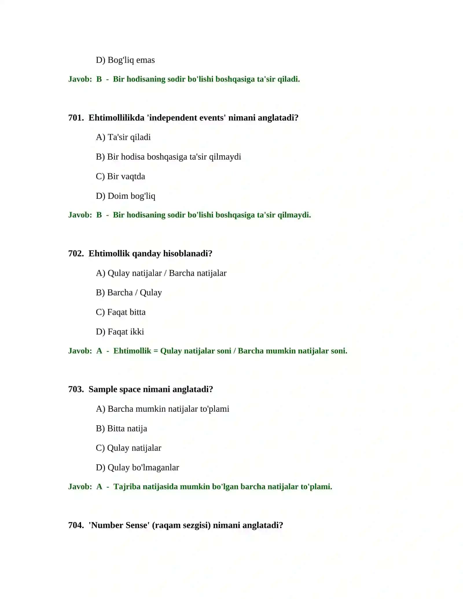 BOSHLANG'ICH TA'LIM O'QITUVCHISI TEST SINOVLARI 4