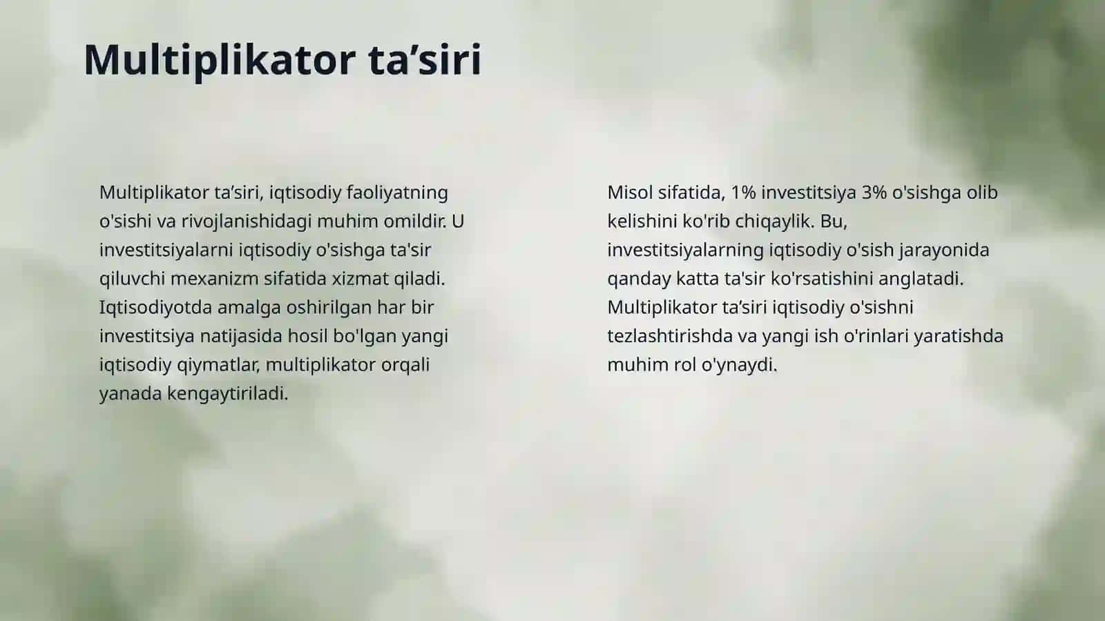 Multiplikator va akselerator ta’sirining iqtisodiyotdagi o’rni. 4