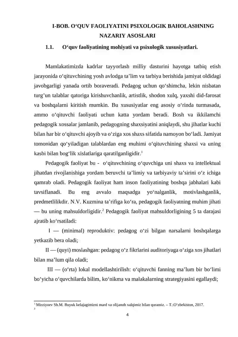 O‘quv faoliyatini psixologik baholashning mezonlari 4