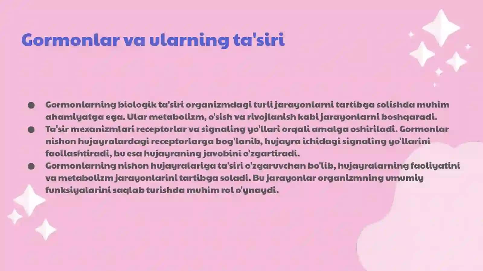 Gormonlarning nishon hujayralarga ta’sir mexanizmi 4