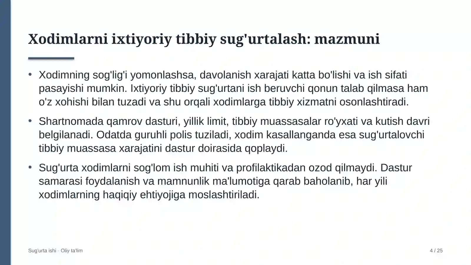 meva sabzavot savdosida xodimlarni ixtiyoriy tibbiy sug'urtalash 5340 4