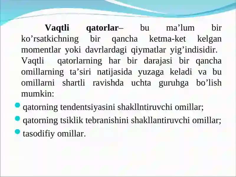 Vaqtli qatorlarni regression tahlili 4