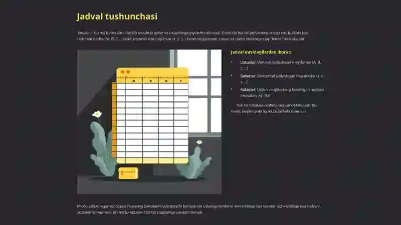 Jadavallar yaratishda Microsoft Excel dasturidan foydalanish 4