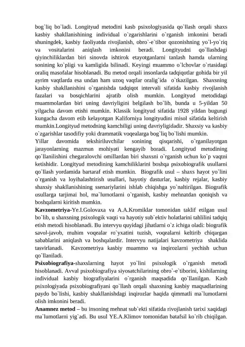 Kasb psixologiyasining tadqiqot metodlari 4