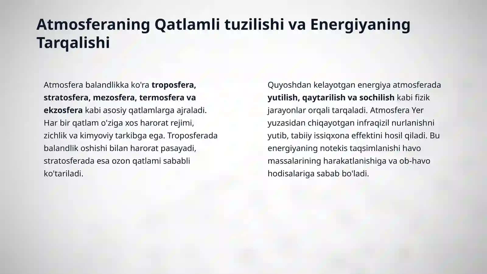 Atmosferadagi fizik va kimyoviy jarayonlar. 4