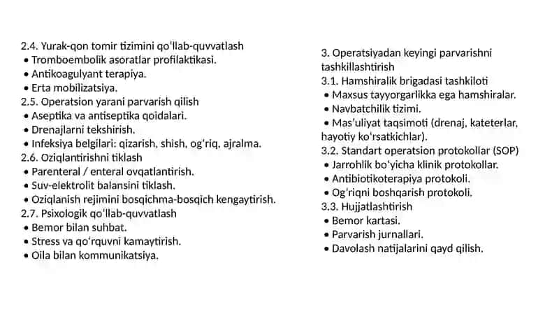 Operatsiyadan keyingi parvarish:Tashkillashtirish va sifat nazorati 4