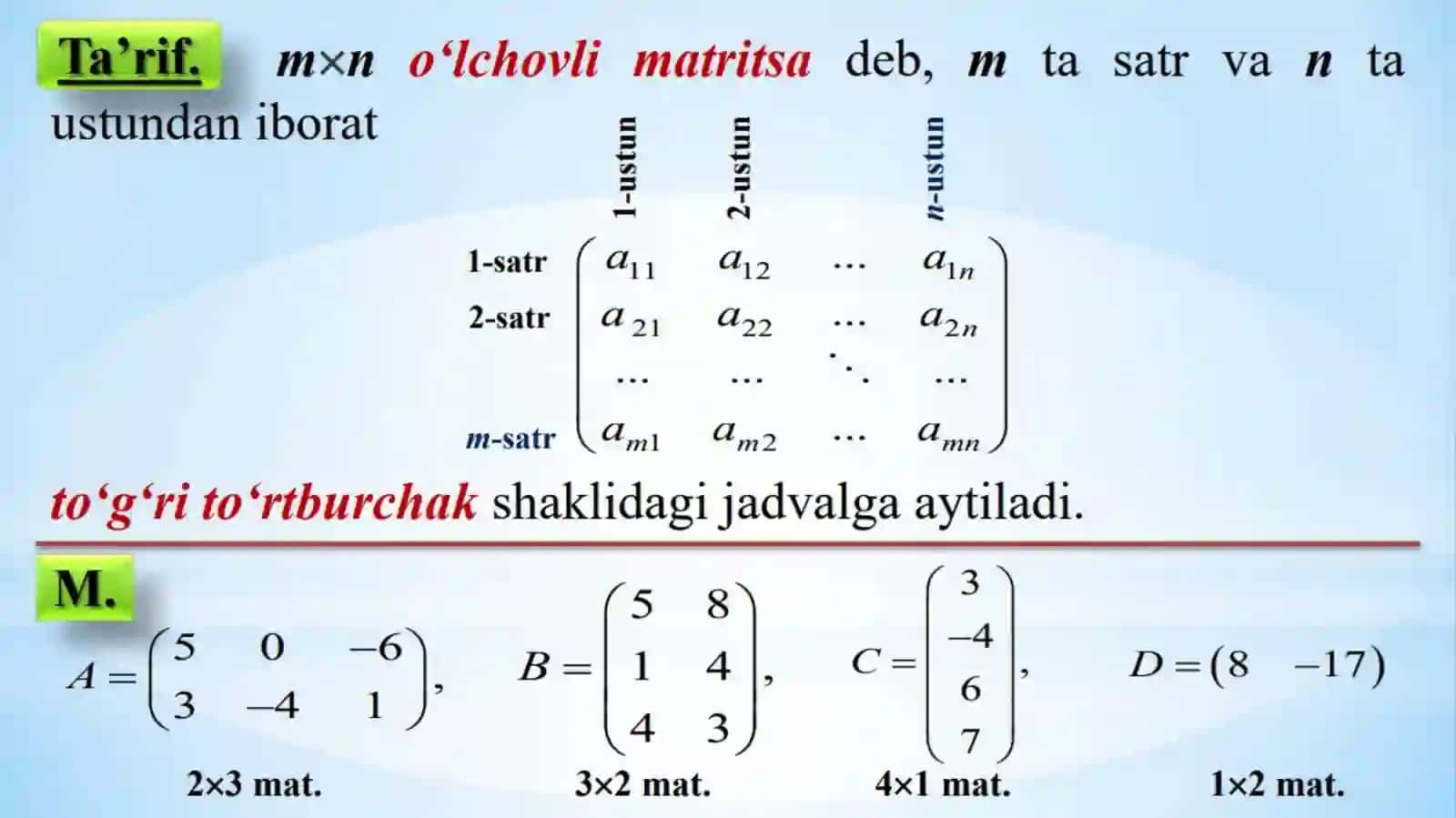 Matritsa va ular ustida amallar,teskari matritsa 4