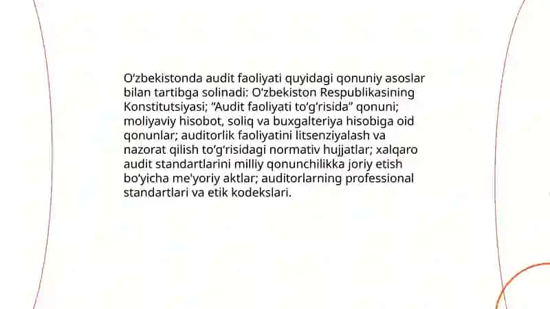 Auditning normativ-huquqiy asoslari 4