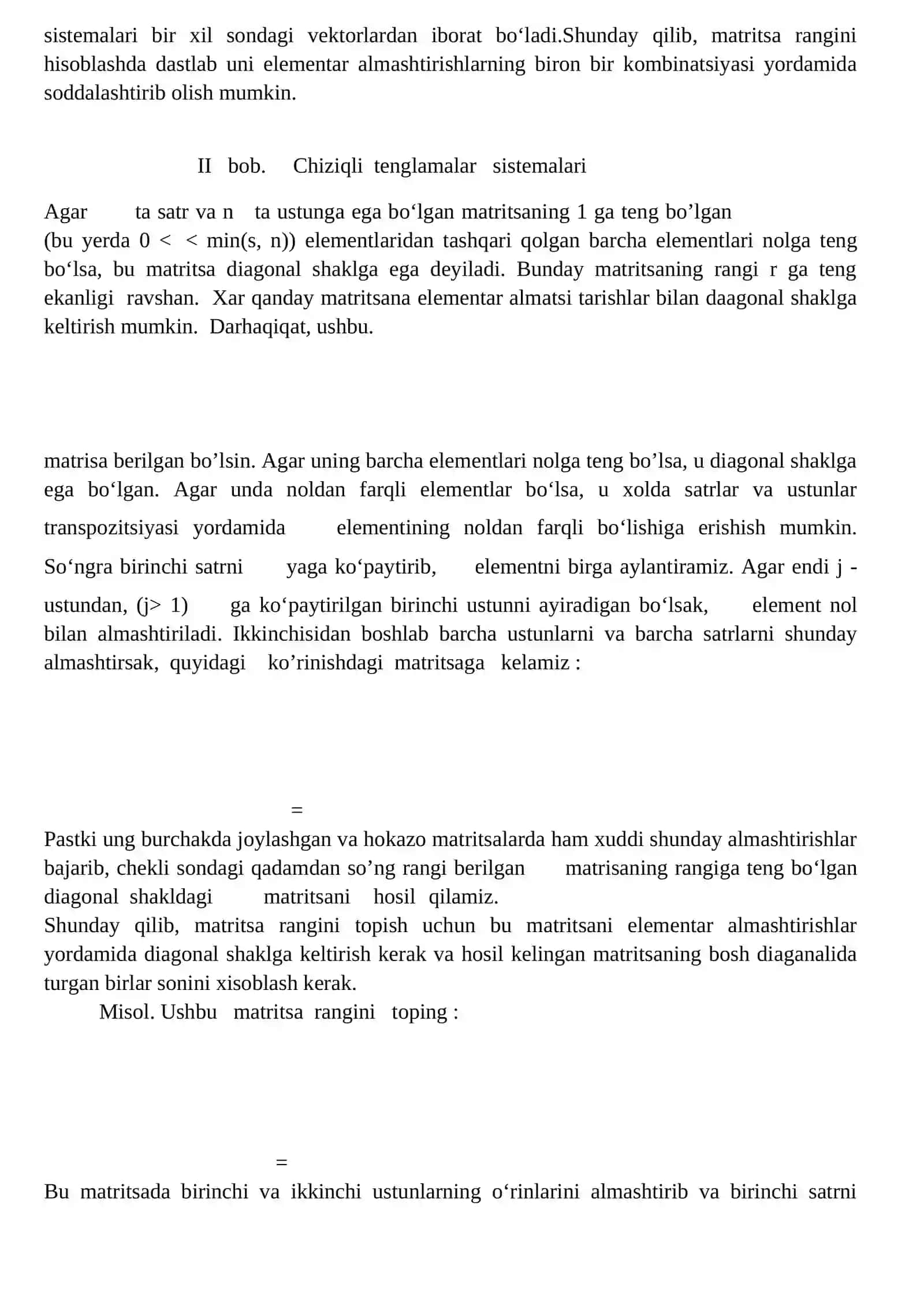 Matritsaning minorlar bilan ishlash prinsipi 4