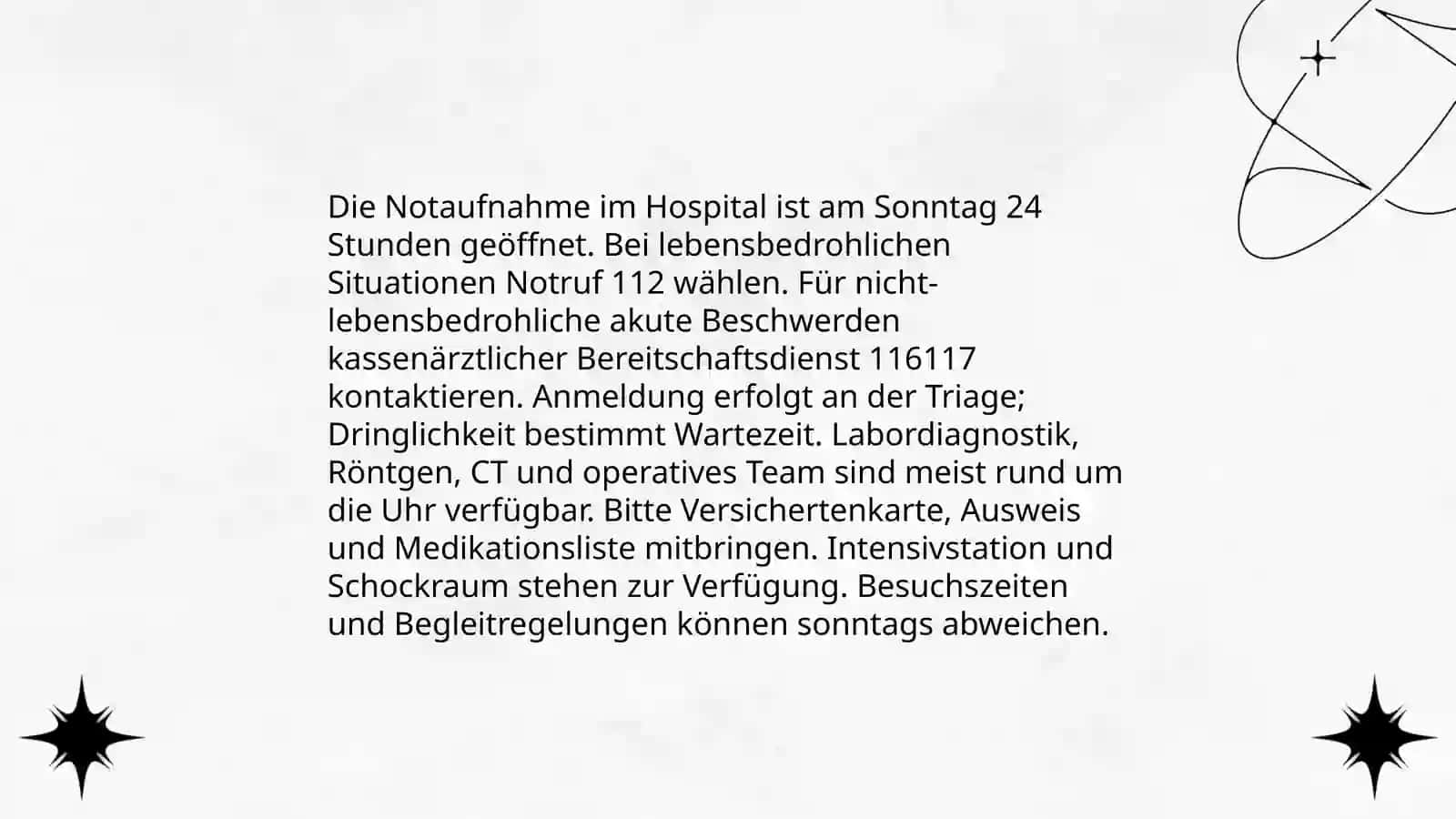 Planen: Anmeldung und Aufnahme im Hospital am Sonntag 4