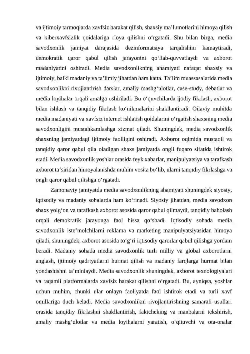 MEDIA SAVODXONLIKNI RIVOJLANISHNING YO'LLARI 4