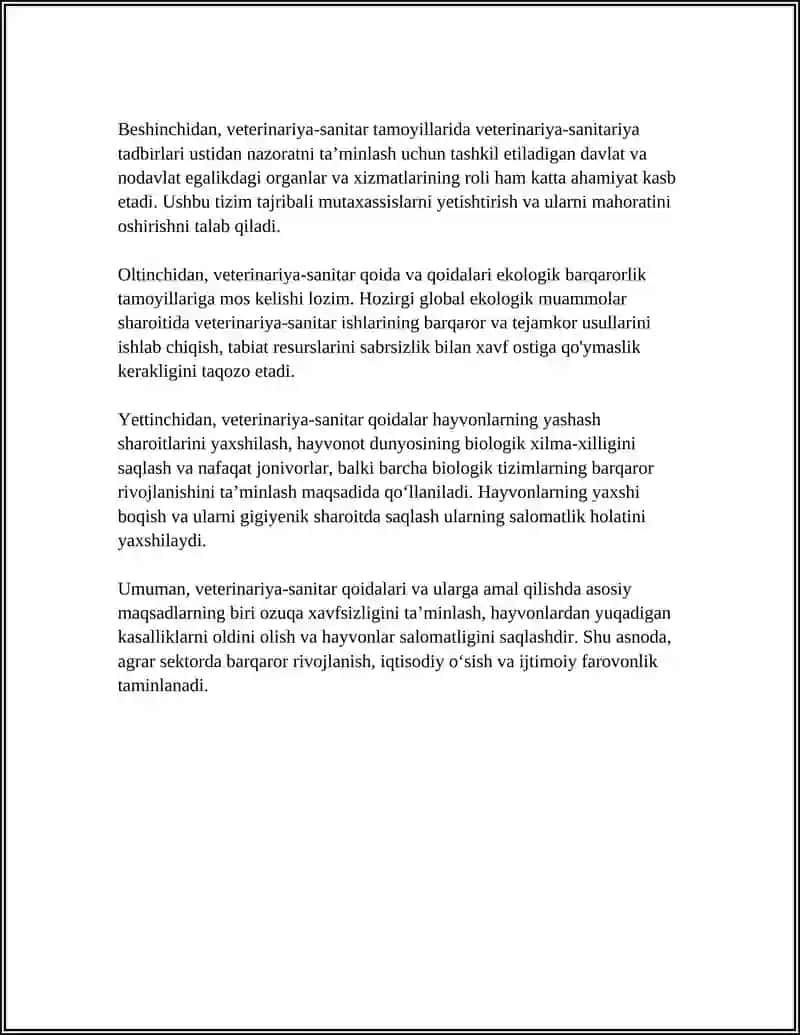 VETERINARIYA - SANITERIYA QOIDALARI 4