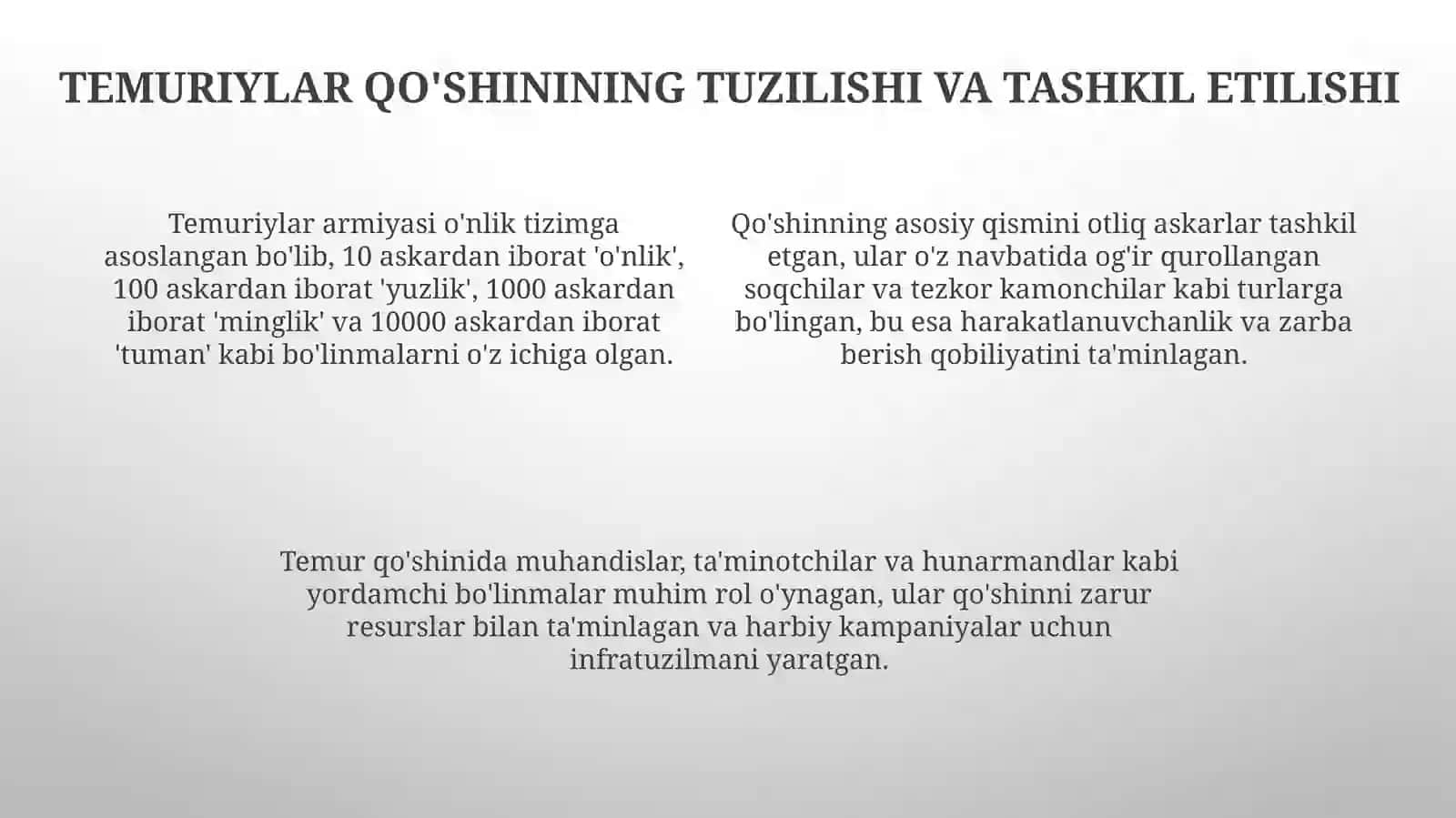 Amir Temuryurishlarivaharbiysanʼatni 4