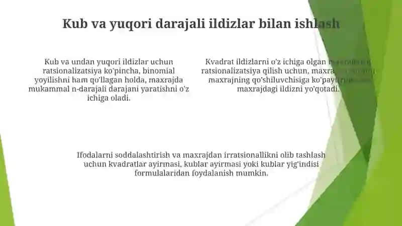 Maxrajlarni soddalashtirish 4