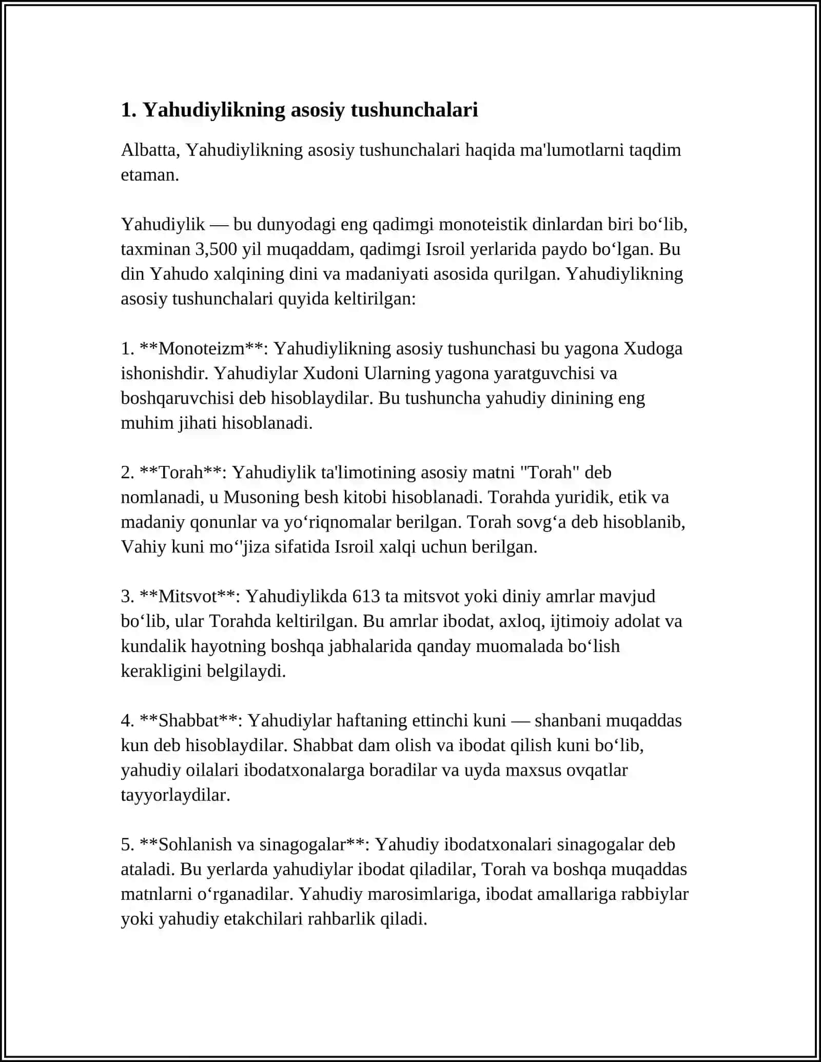 YAHUDIYLIK TA'LIMOTI, AN'ANA VA MAROSIMLAR 4