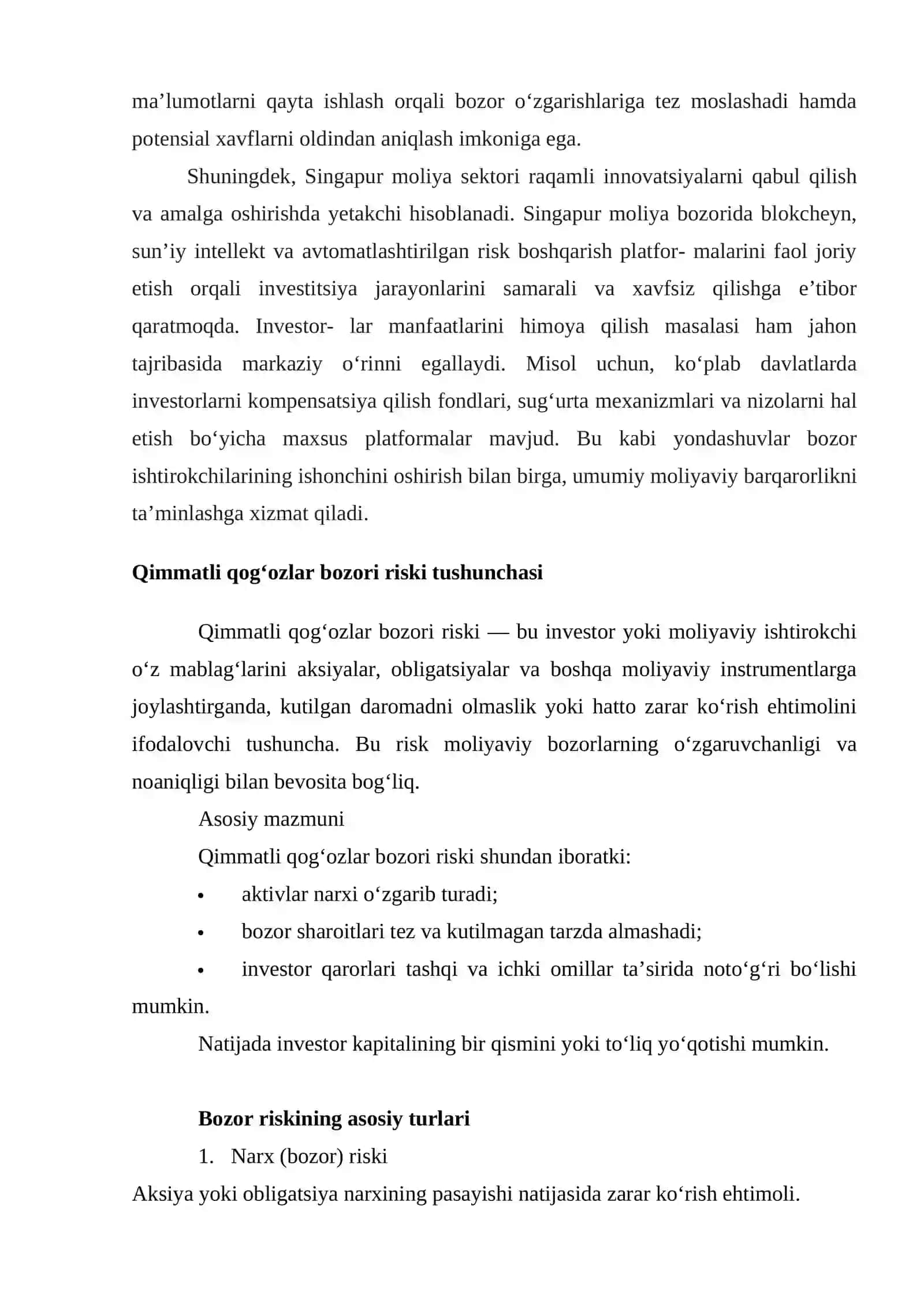 Qimmatli qog‘ozlar bozori riski 4