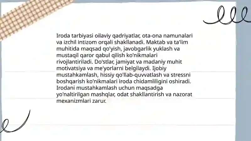Irodaviy va hissiy sohasi 4