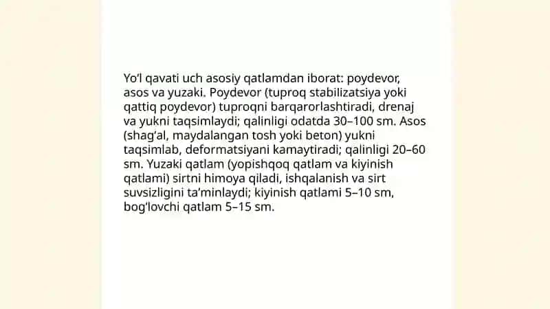 Yoʻl transport tizimi va elementlari 4
