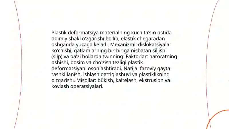 Deformatsiya va kuchlanishlar turlari 4