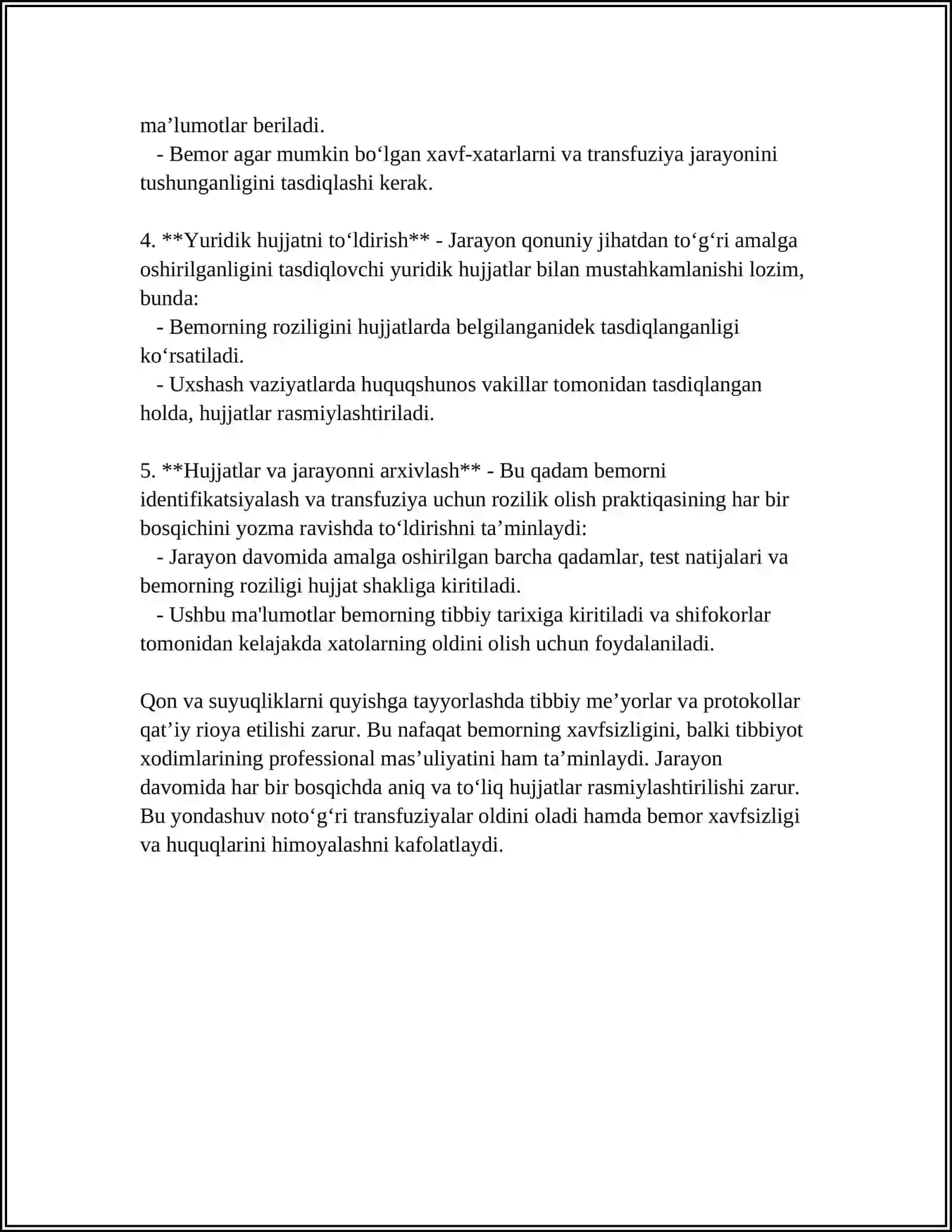 QON VA SUYUQLIKLARNI QUYISHGA TAYYORLASH 4