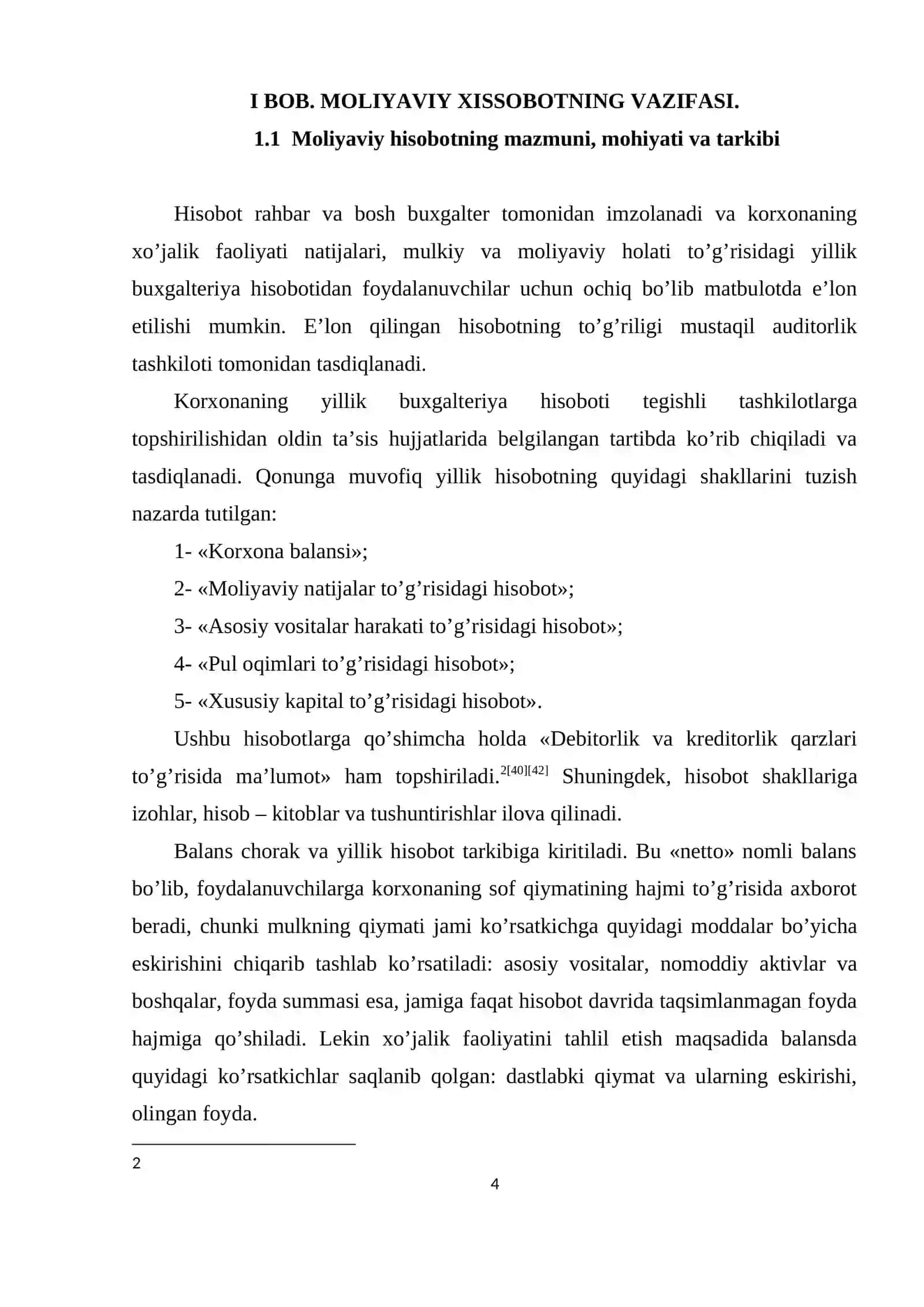 MOLIYAVIY HISSOBOTNING VAZIFASI ,  UNING TARKIBI 4