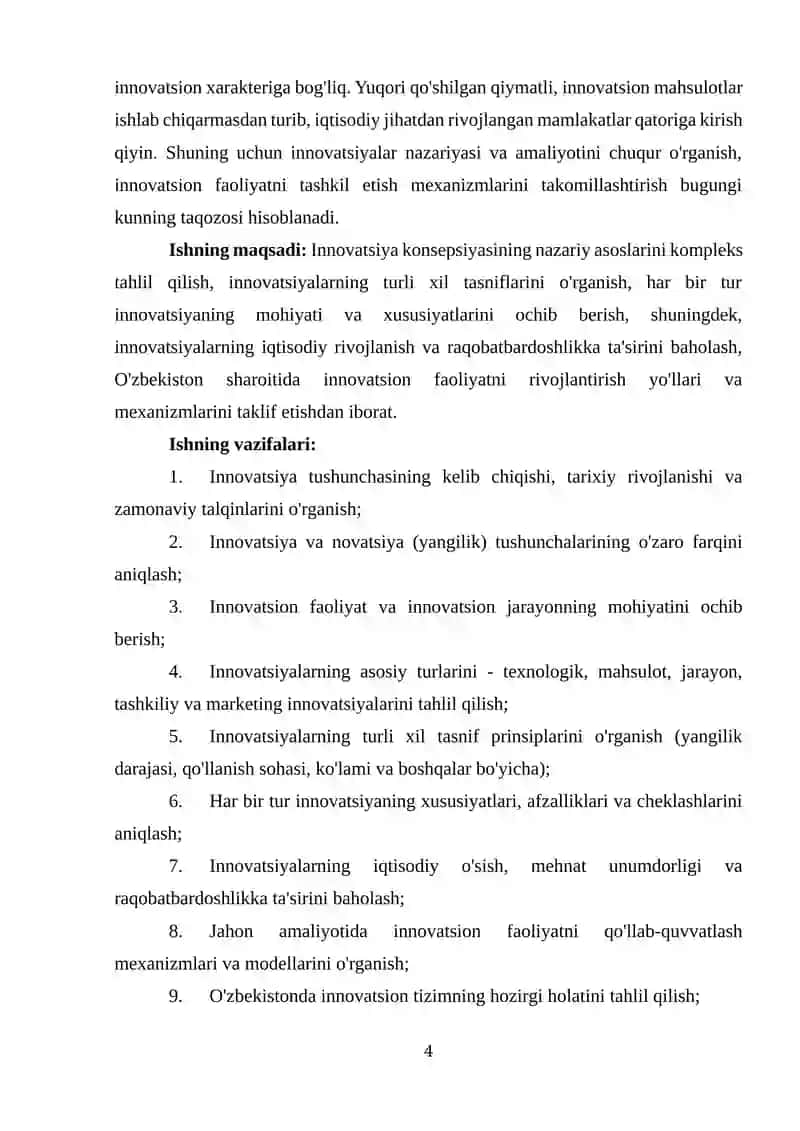 INNOVATSIYA, UNING TURLARI VA TASNIFI 4