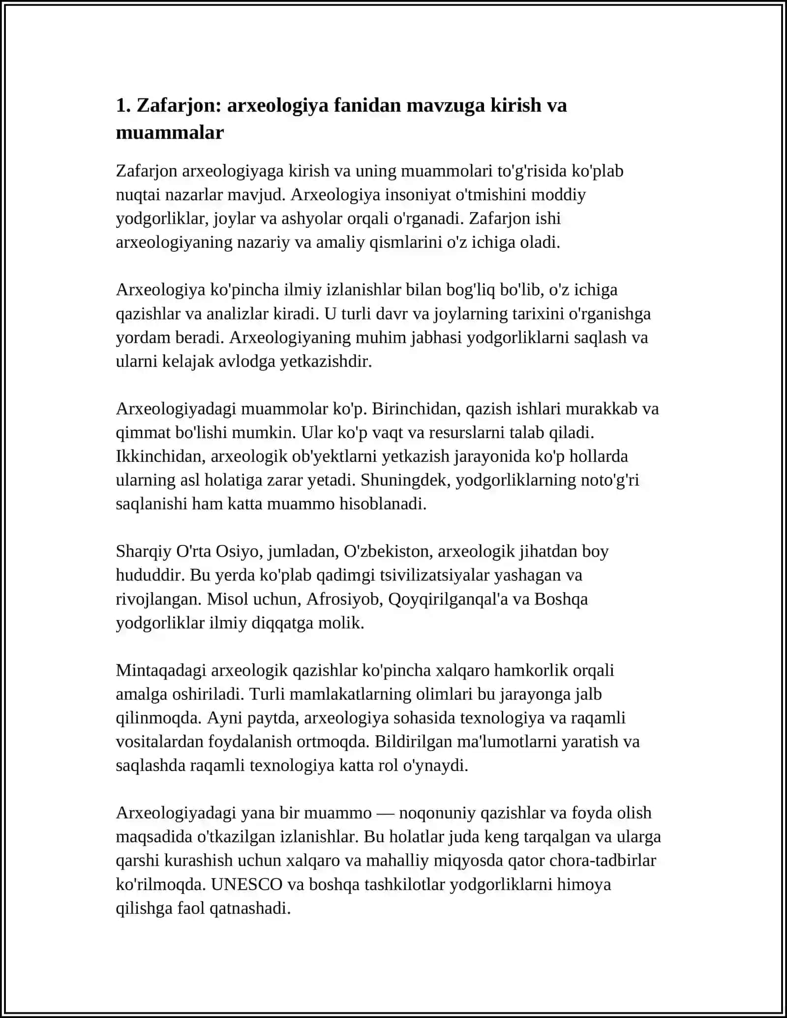 ZAFARJON: ARXEOLOGIYA FANIDAN 4