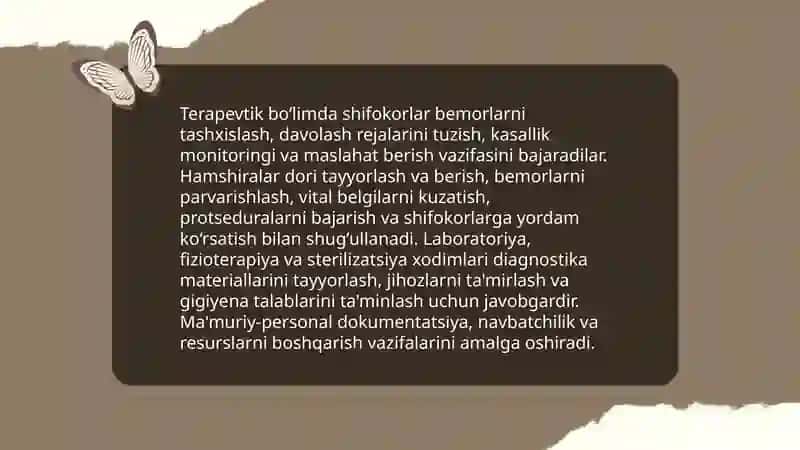 Shifoxonalarda terapevtik (davolash) boʻlimi 4