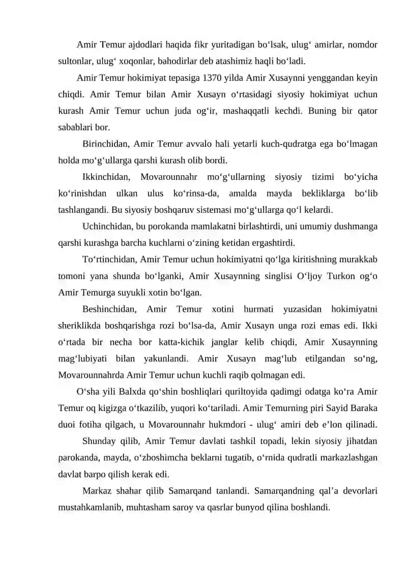 TEMURIYLAR DAVRIDA QASHQADARYO VOHASI 4