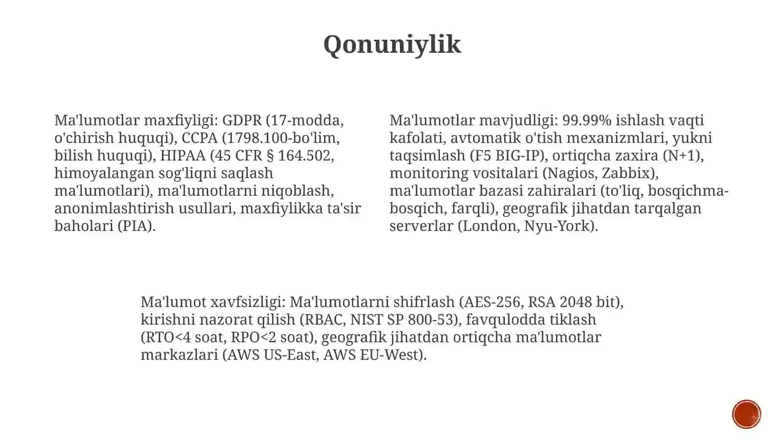 Axborottizimlarigaqoʻyilgannofunksionaltalablar 4