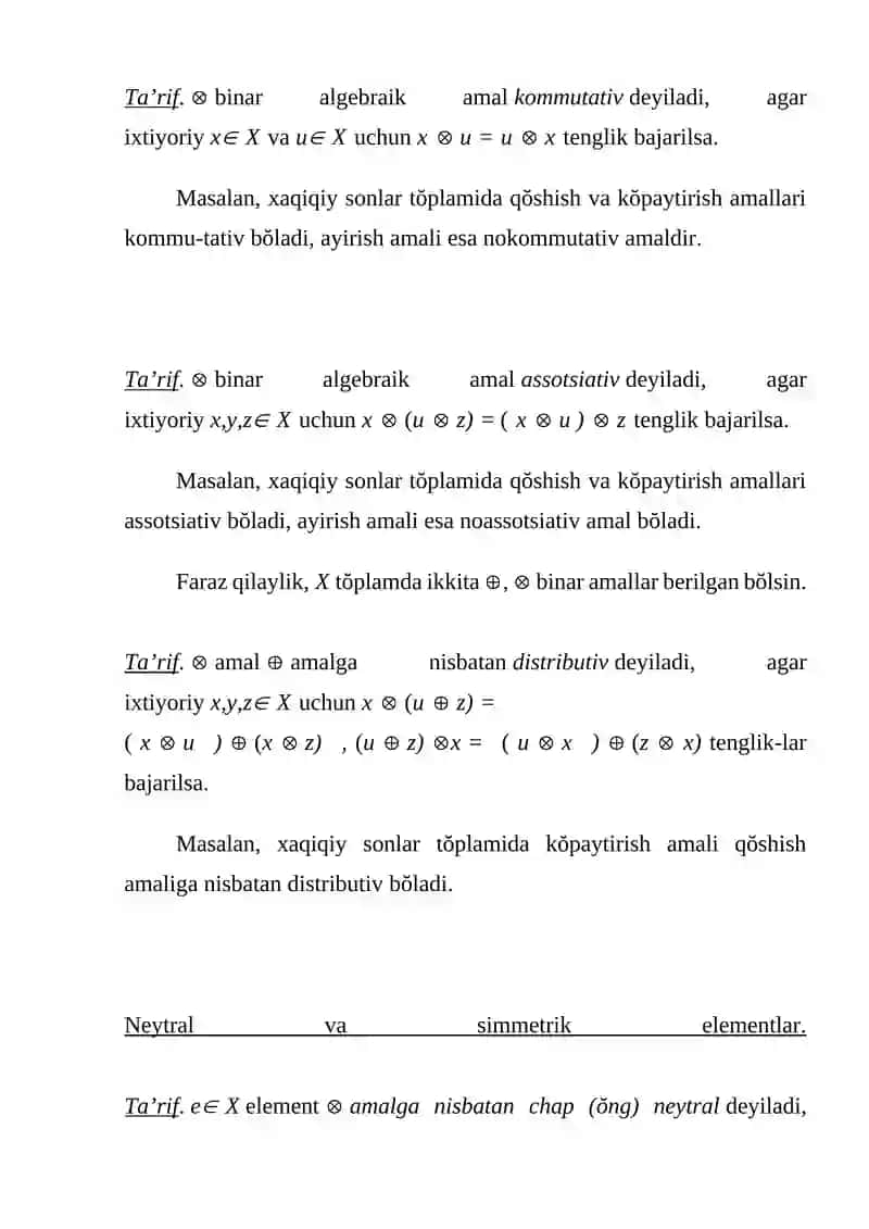 BINAR ALGEBRAIK OPERATSIYALARGA MISOLLAR 4