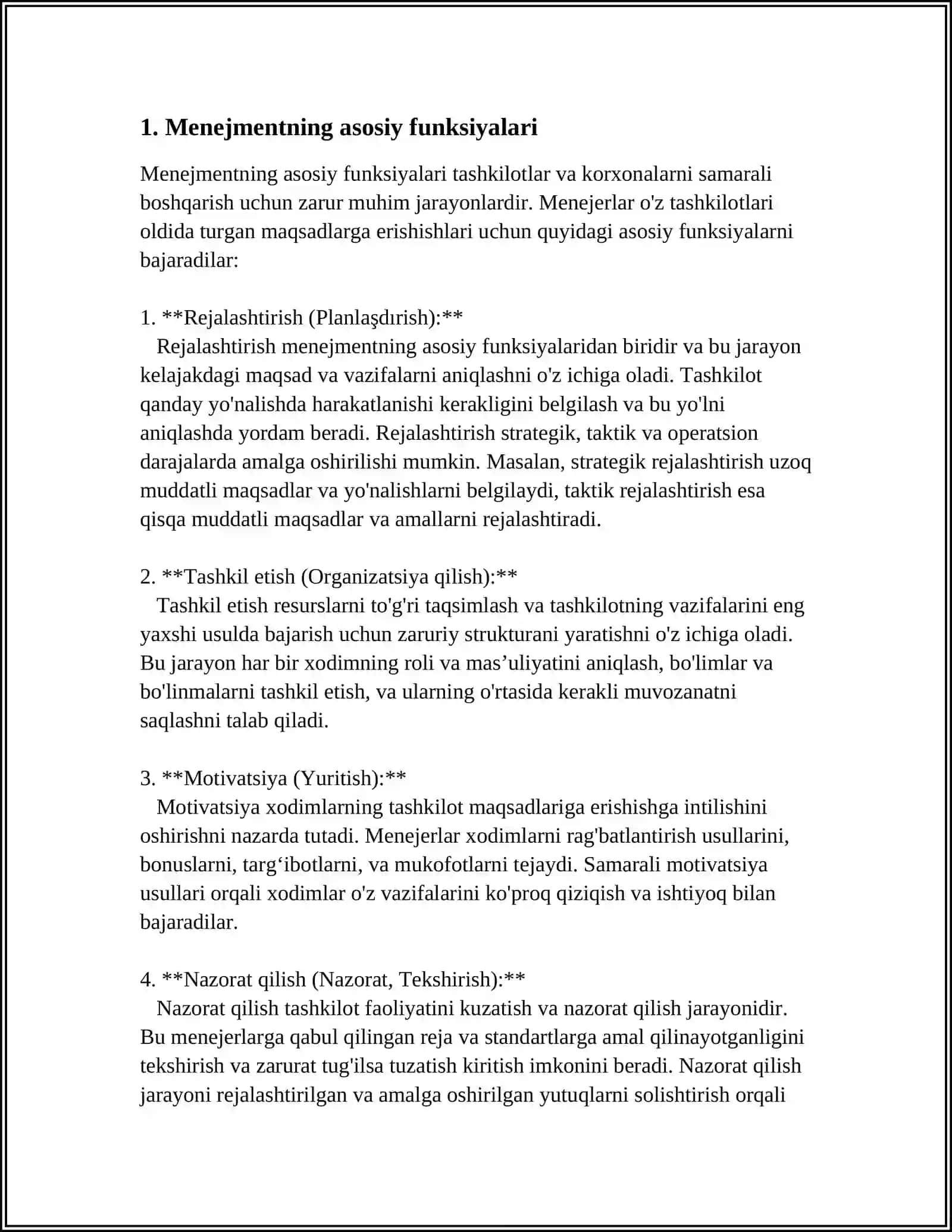 Menejmentning asosiy funksiyalari 4