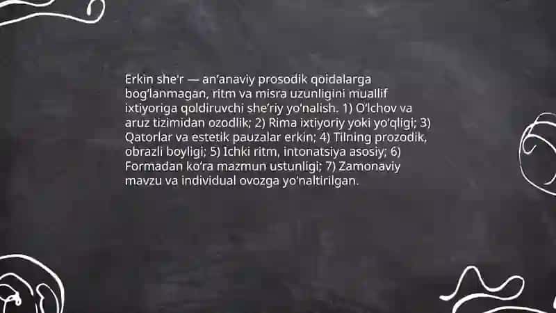 Hozirgi she'riyat janrlari boʻyicha taqdimot tayyorlash 4