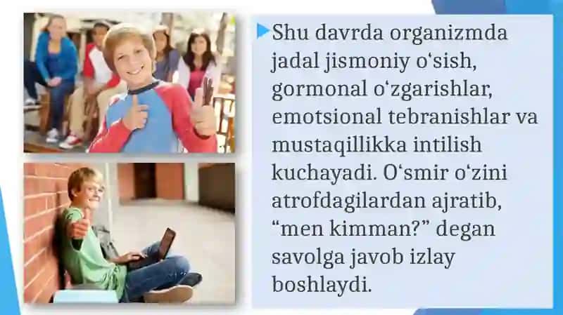 O'smirlik davrida shaxsning shakllanishi 4