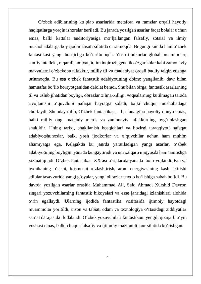 O‘zbek fantastikasi tarixi va uning o'ziga xosligi 4