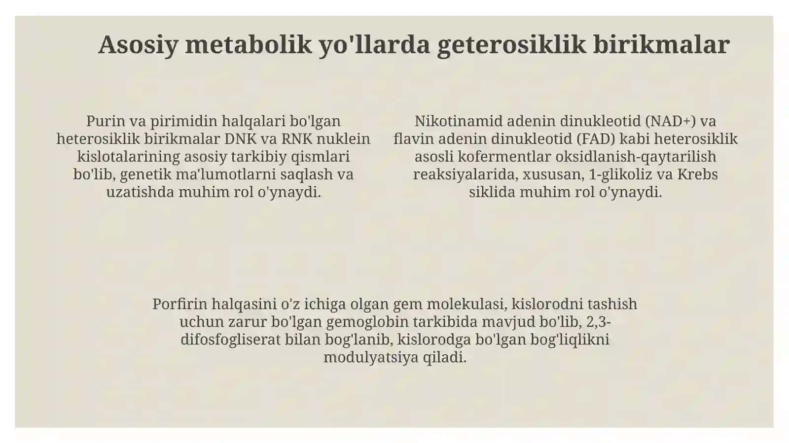 Poli-vа geterofunktsiоnаl birikmаlаr metаbоlitlаr vа dоrivоr moddalar sifаtidа 4