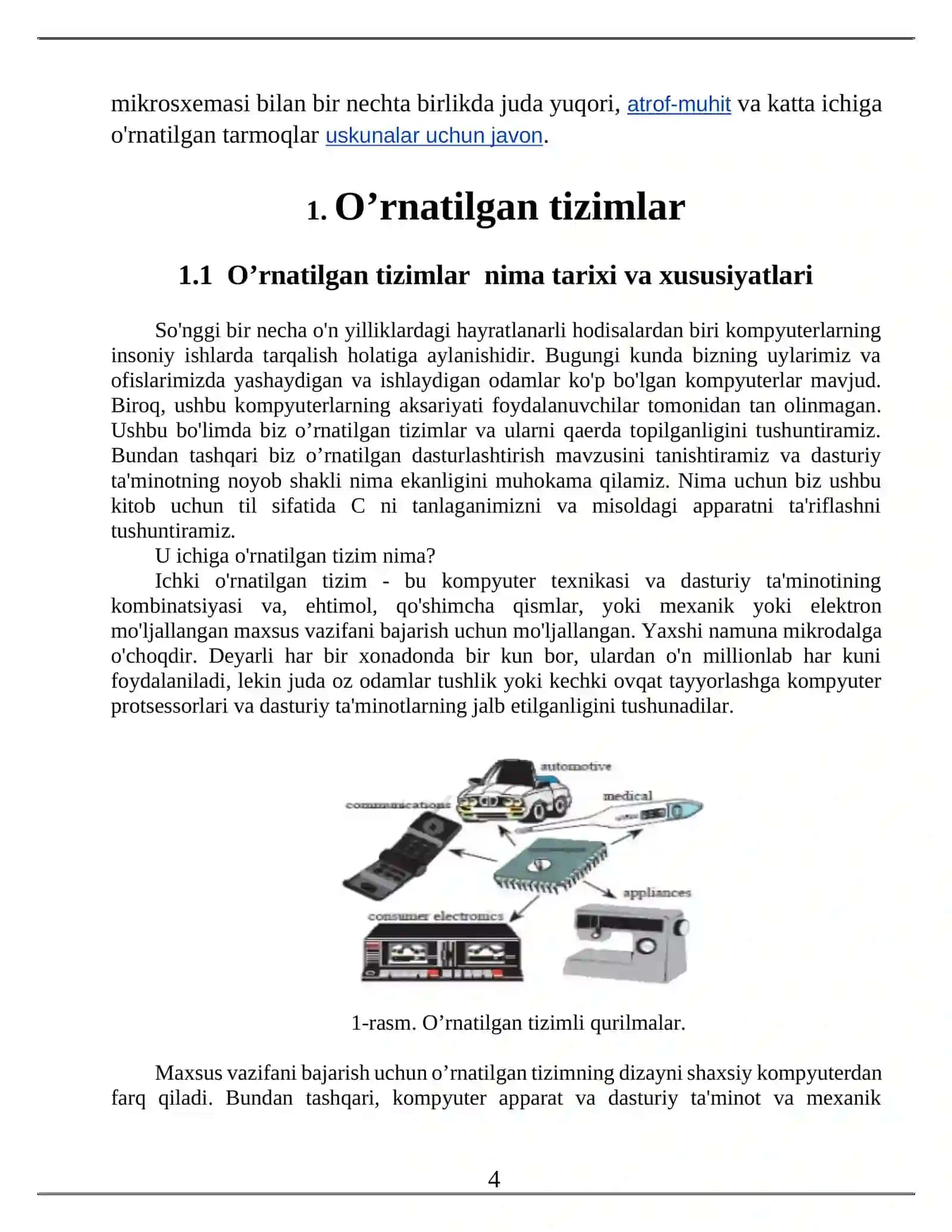 O'rnatilgan tizimlarda qo'llaniladigan zamonaviy protsessorlar 4
