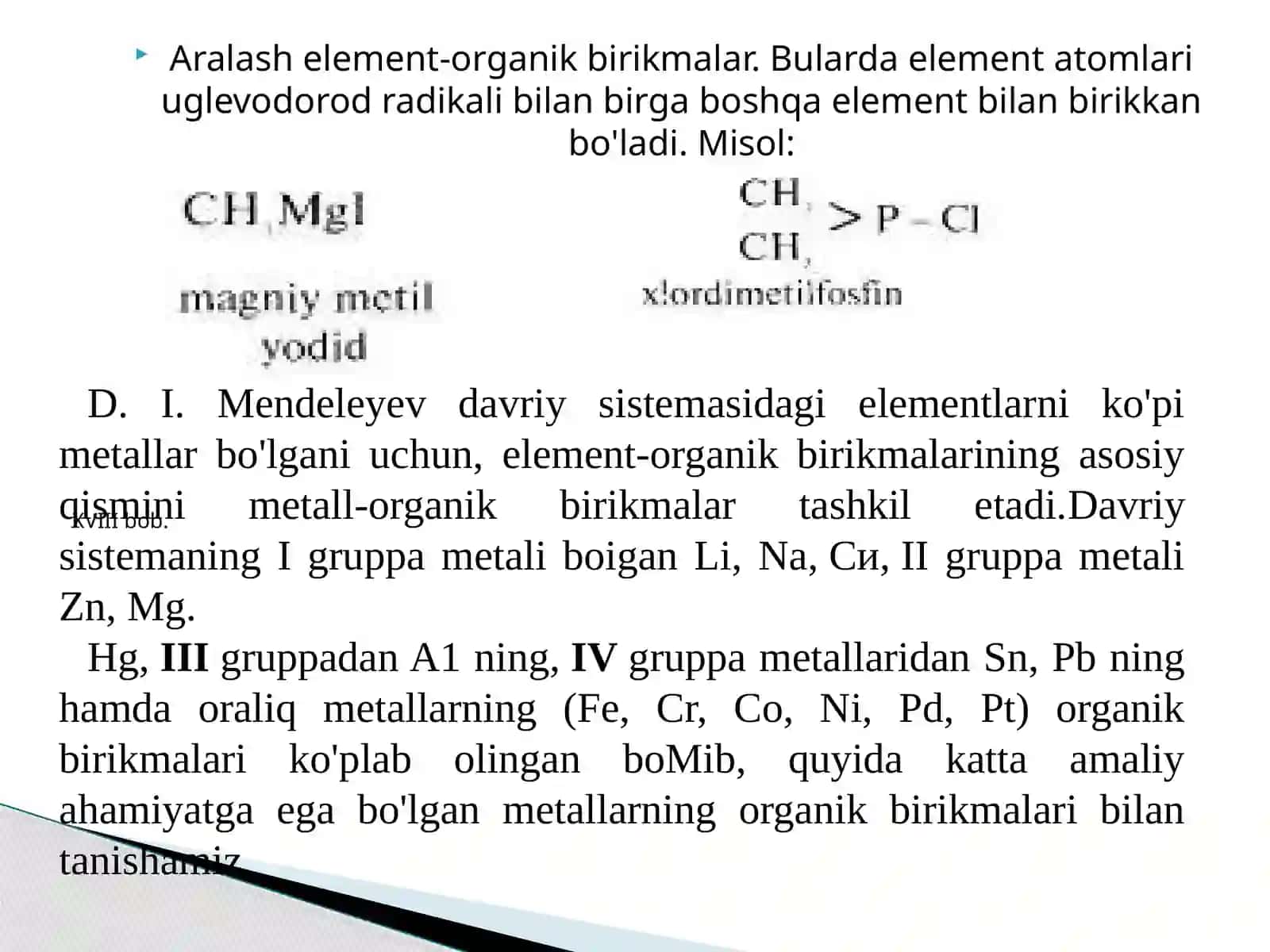 I  guruh  metall  organik  brikmalar 4