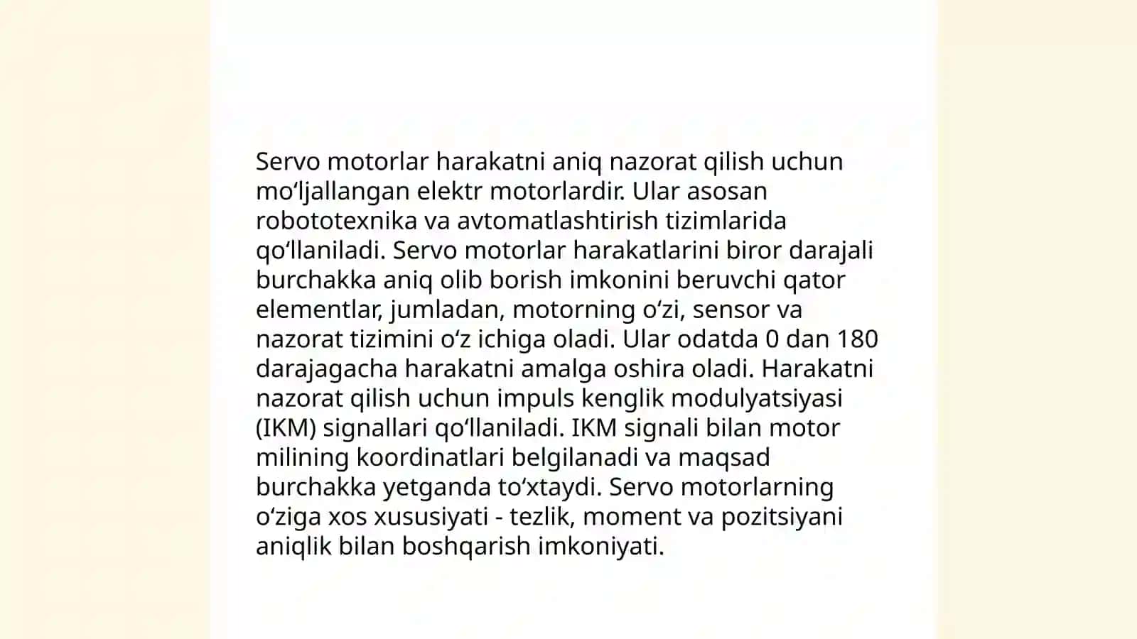 Servo motorlar asoslari 4