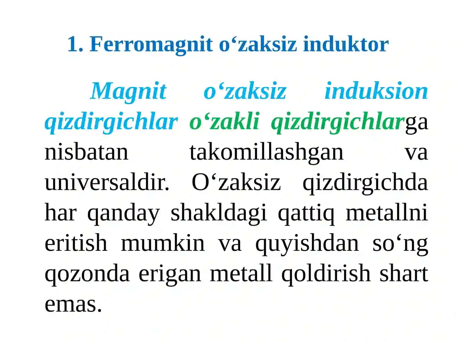 FERROMAGNIT O‘ZAKSIZ INDUKSION QURILMALARI 4