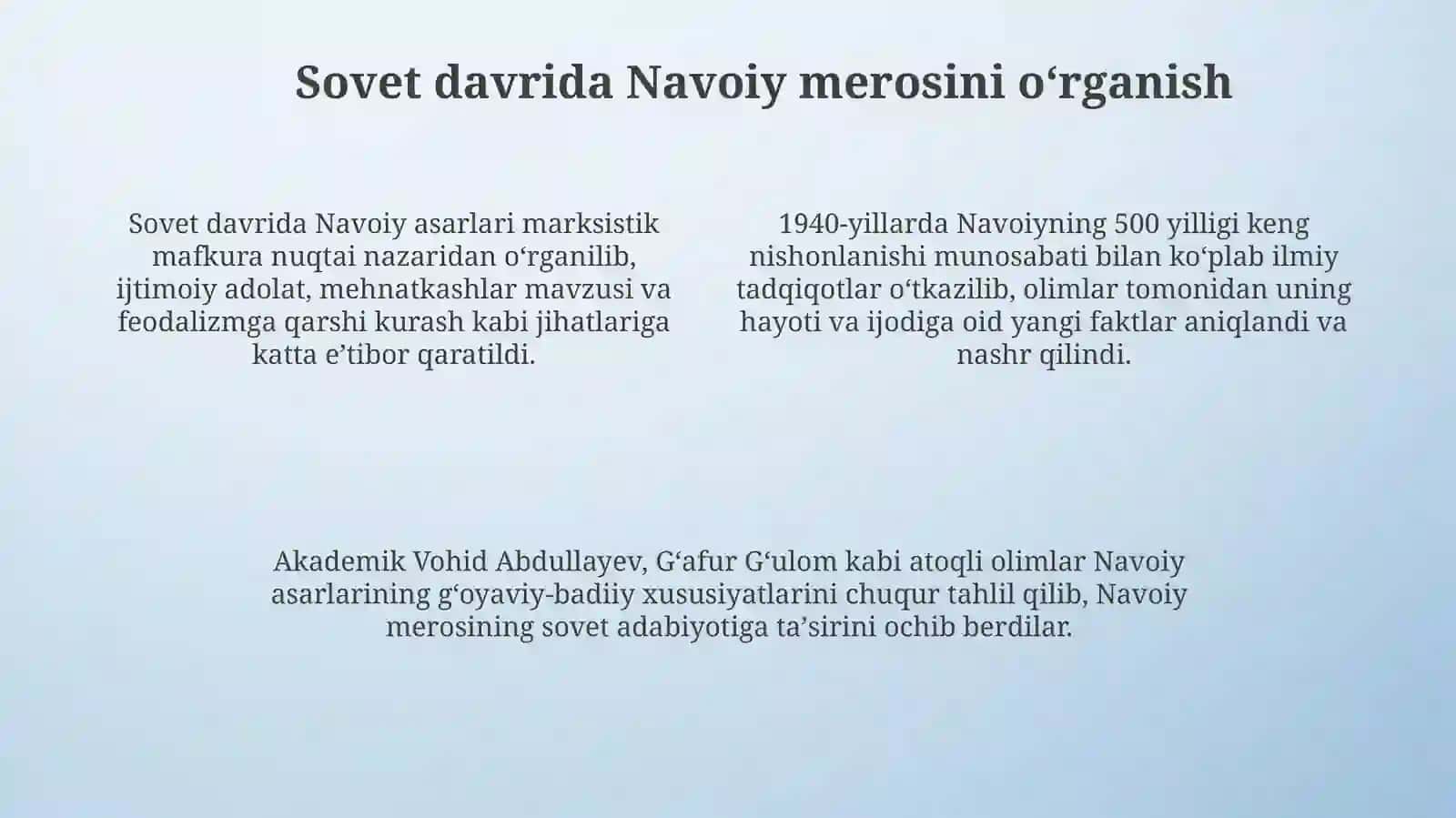 Alisher Navoiy ijodining oʻrganilishi tarixi 4