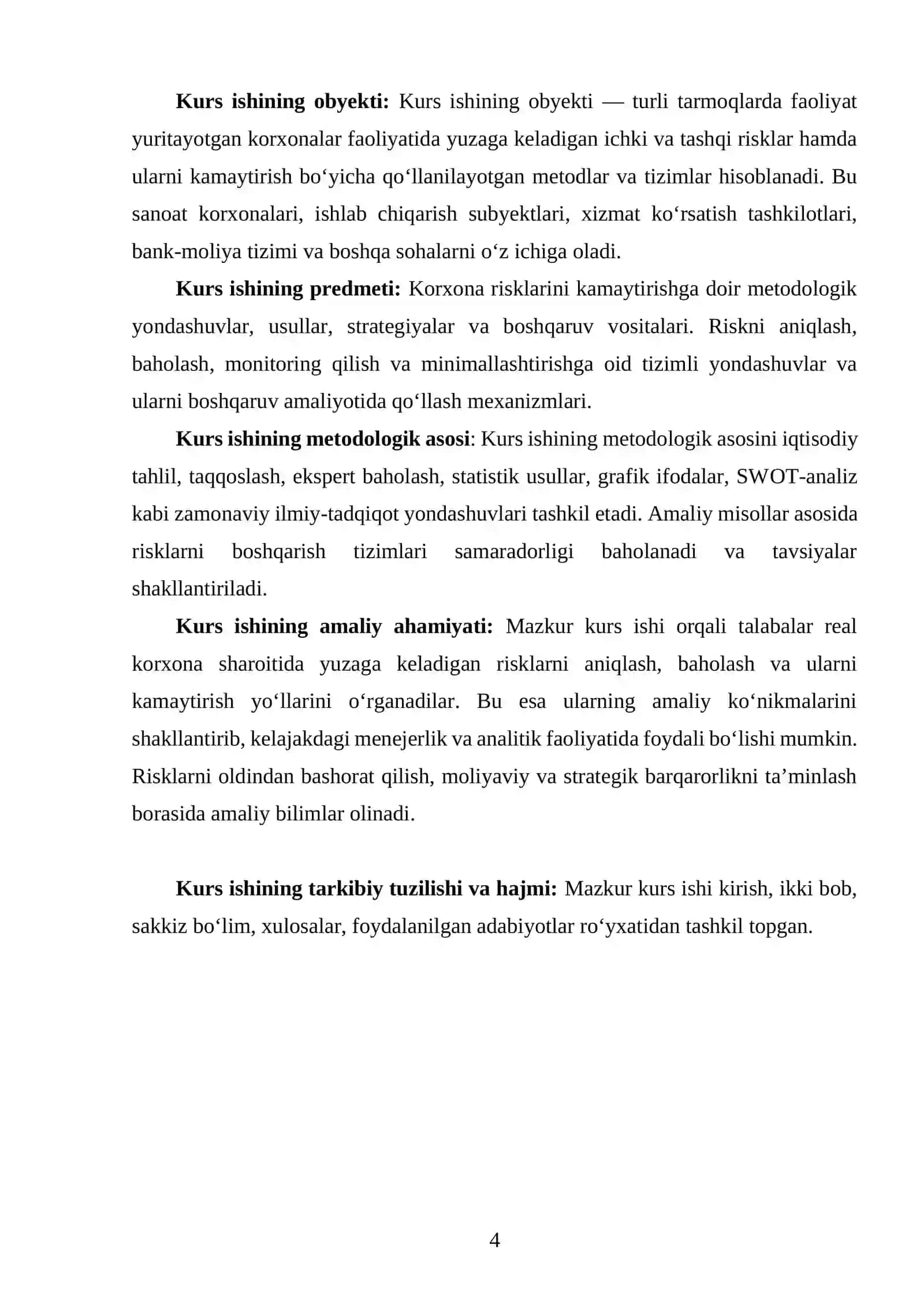 KORXONA RISKLARINI KAMAYTIRISHNING METODOLOGIK ASOSLARI 4