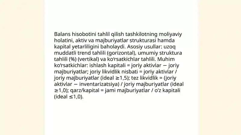 Moliyaviy hisobotlarni tahlil qilishning nazariy asoslari 4