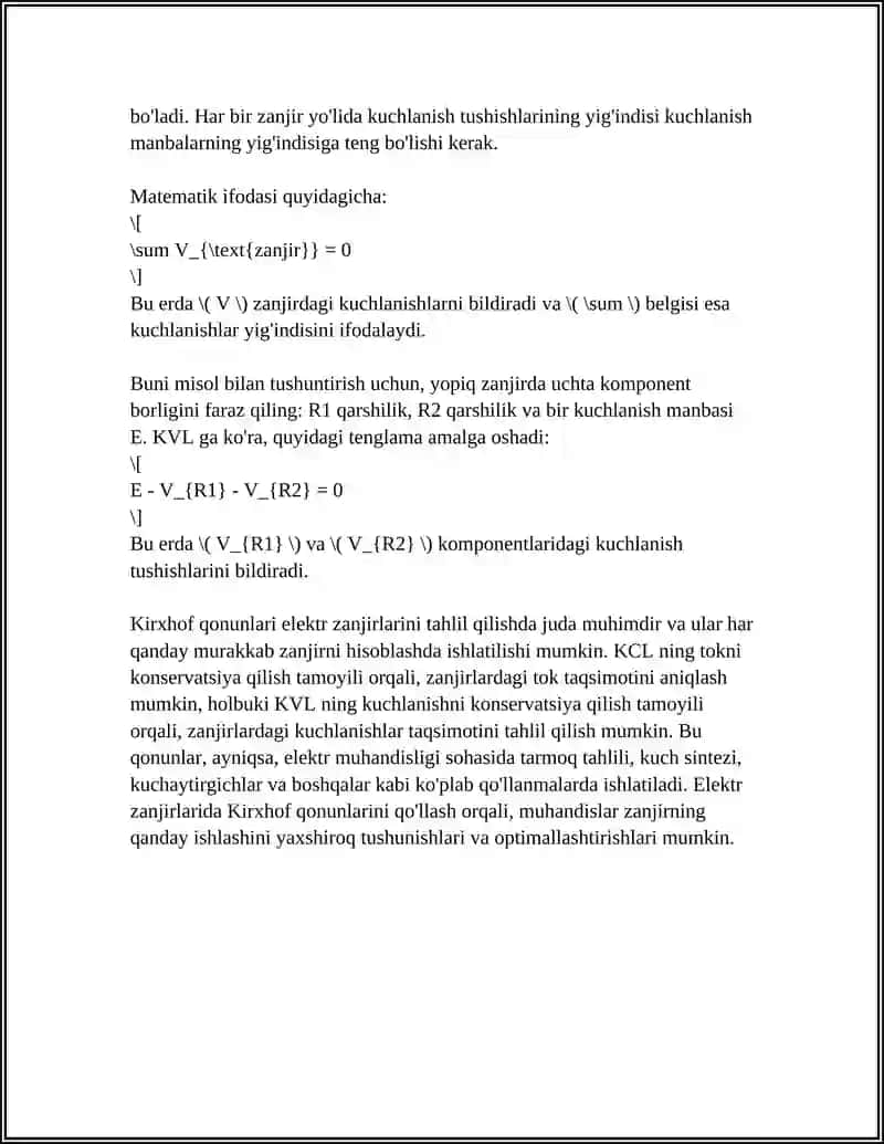 Kirxgof Qonunlari va Elektr Zanjirlarini Hisoblash 4