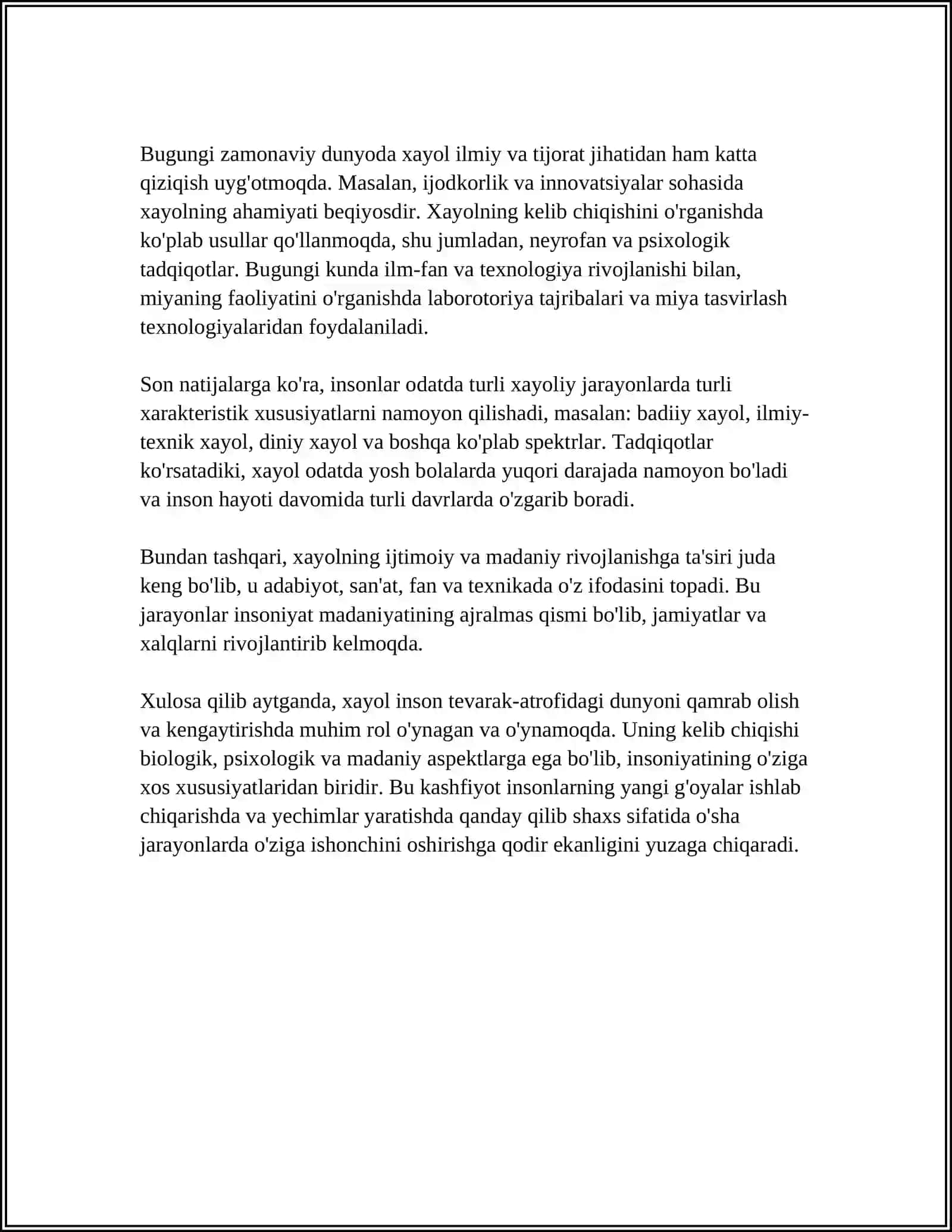 XAYOL HAQIDA TUSHINCHA 4