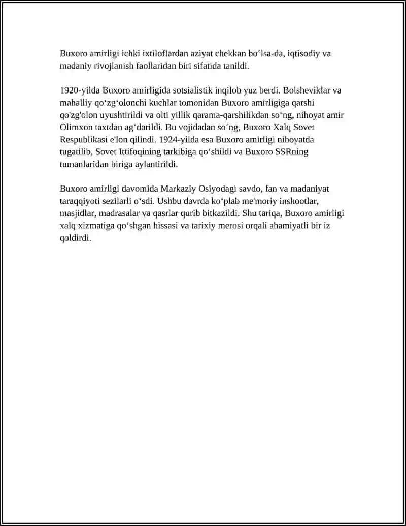 Buxoro Amirligi Referat 4