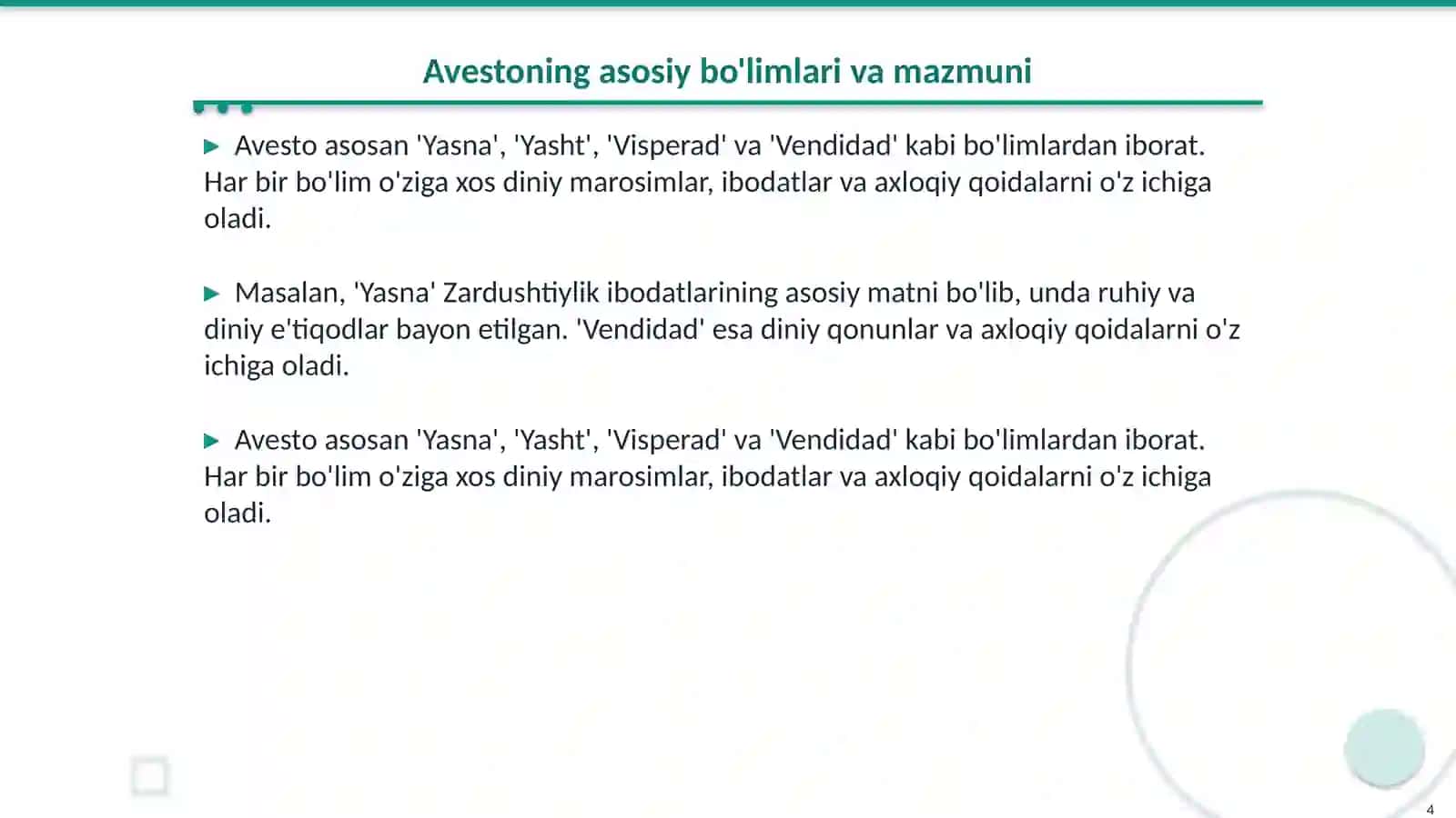 Zardushtiylik manbasi Avesto 4