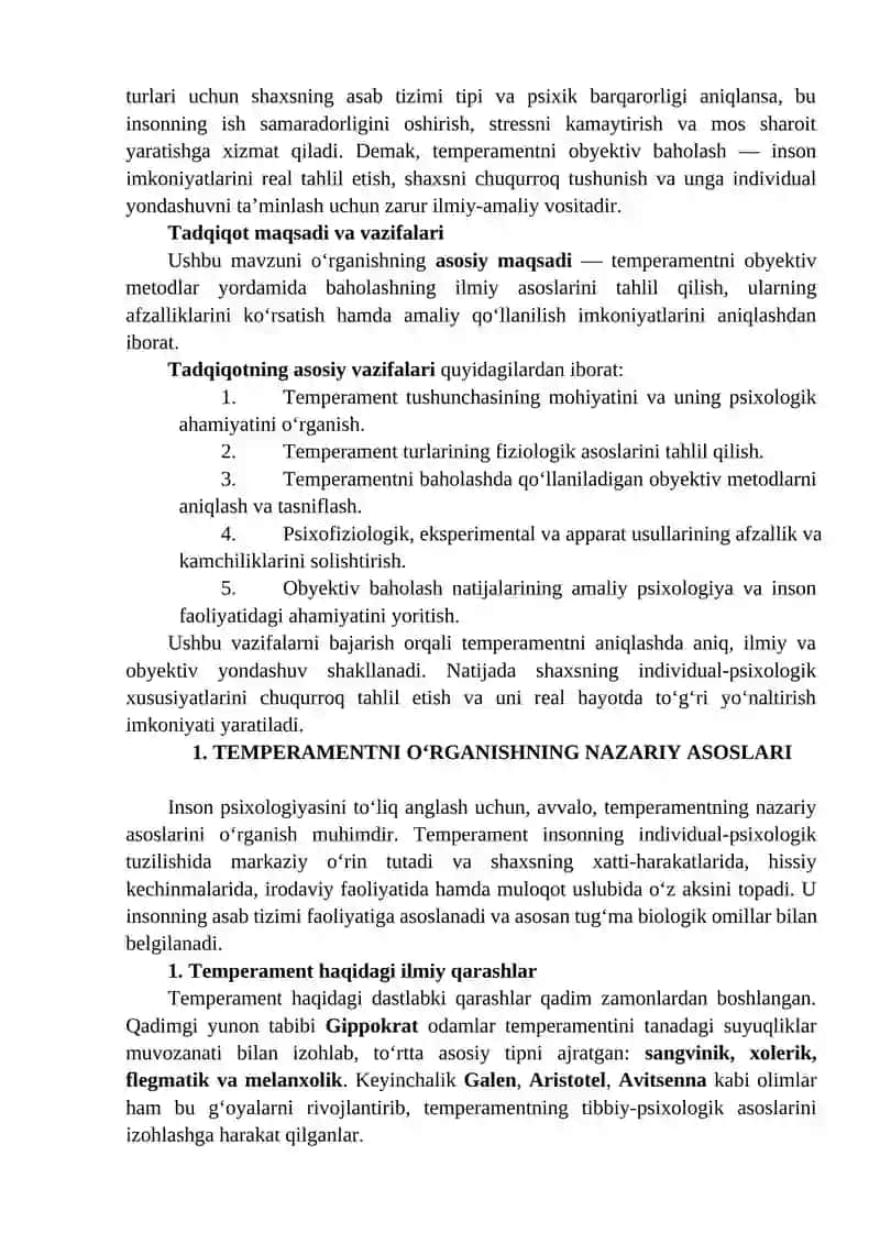 Temperament xususiyatlarini baholaydigan obektiv metodlar 4