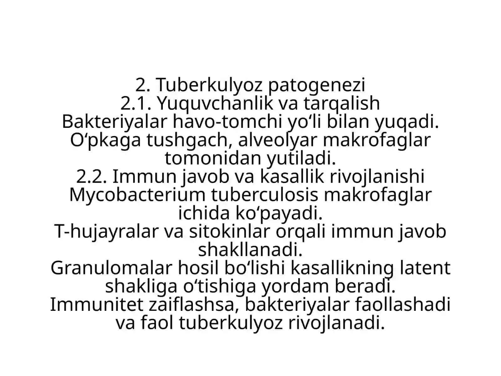 Tuberkulyoz patogenezi va OIV 4